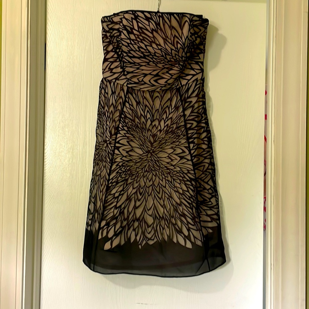Black and Pink Cocktail Dress with Structured Bodice